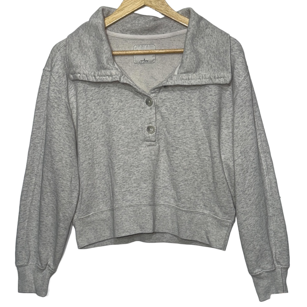 Abercrombie & Fitch Soft A&F Collection Gray Collared Cropped Sweatshirt Size S